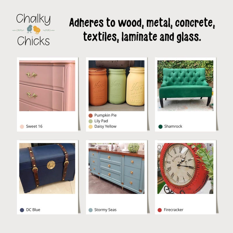 Chalky Chicks All-in-One Chalk Paint for Furniture or Cabinet - 32 Fl Oz - Matte Finish Shamrock (Dark Green) for Metal, Wood Furniture Paint - No Sanding All-in-One for Home Decor & Crafts, USA Made - Image 3